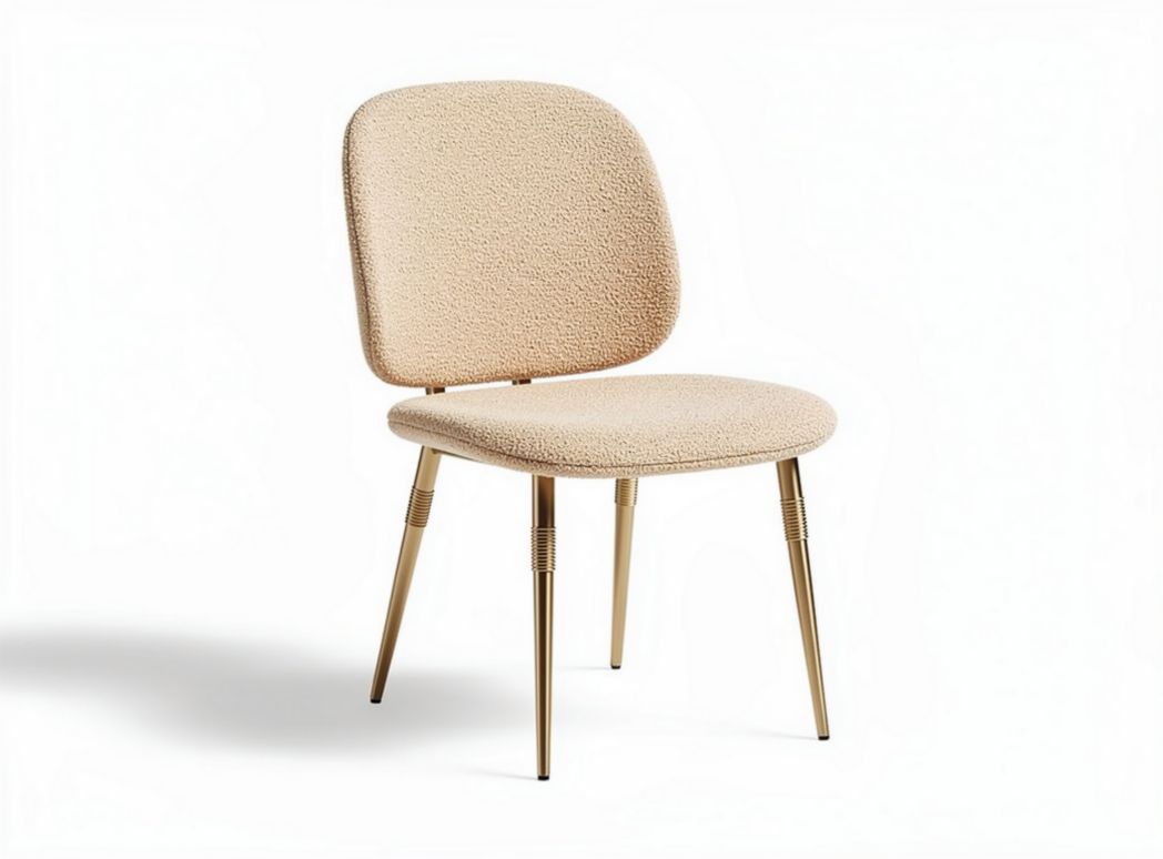 Fabric dining chair with gold metal legs in beige color 45 x 50 x 80cm