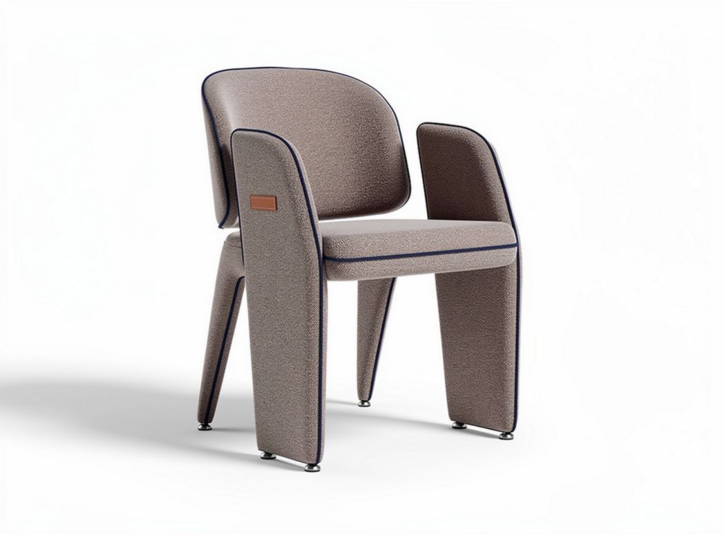 Fabric armchair with padded seat and back support in beige color 45 x 50 x 80cm