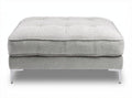 Square ottoman in light gray fabric with tufted design 80 x 80 x 30cm