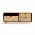 Wooden media console with storage drawers and open shelf 120 x 40 x 50cm