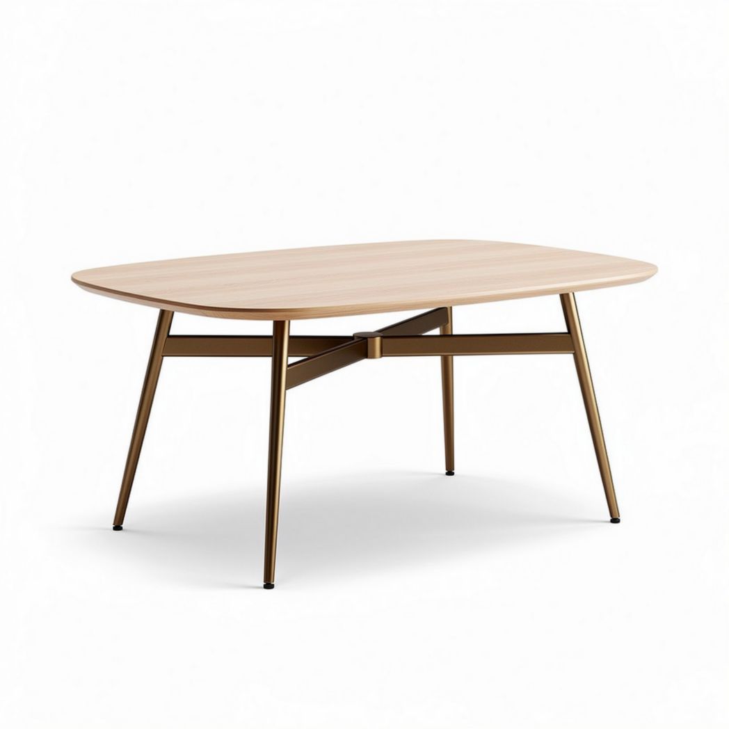 Wooden coffee table with metal legs in natural finish 120 x 80 x 75cm
