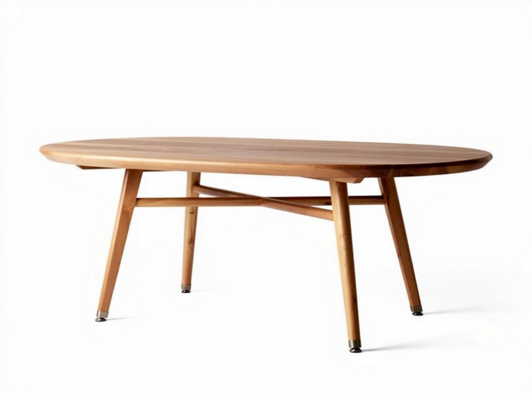 Natural wood oval dining table with tapered legs 150 x 80 x 75cm