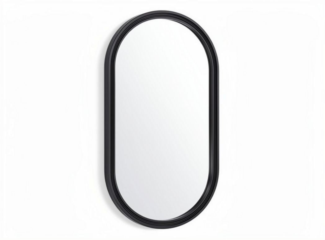 Oval black wall mirror 60 x 30 x 2cm for home decor and reflection