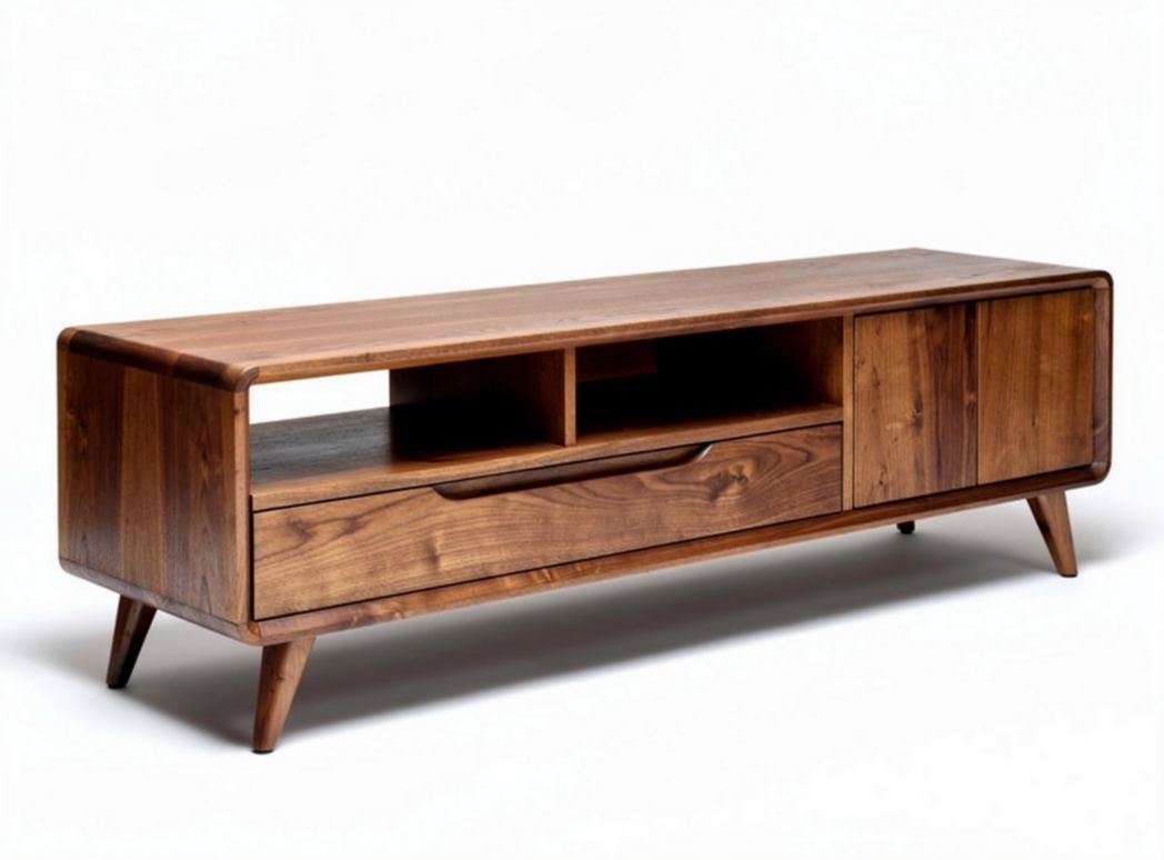 Wooden TV stand with storage drawers and open shelves 150 x 40 x 50cm