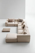 L-shaped sectional sofa in gray fabric with detachable cushions 250 x 250 x 85cm