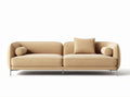 Contemporary beige fabric sofa with removable cushions and chrome legs